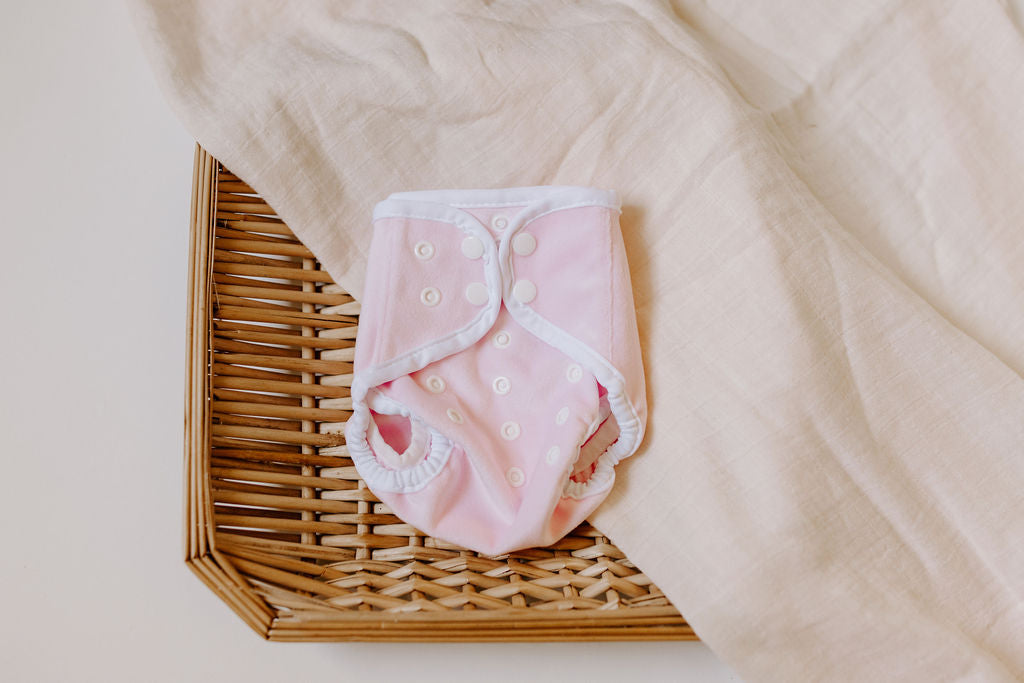 Baby Pink Velvet Newborn Reusable Cloth Diaper Cover