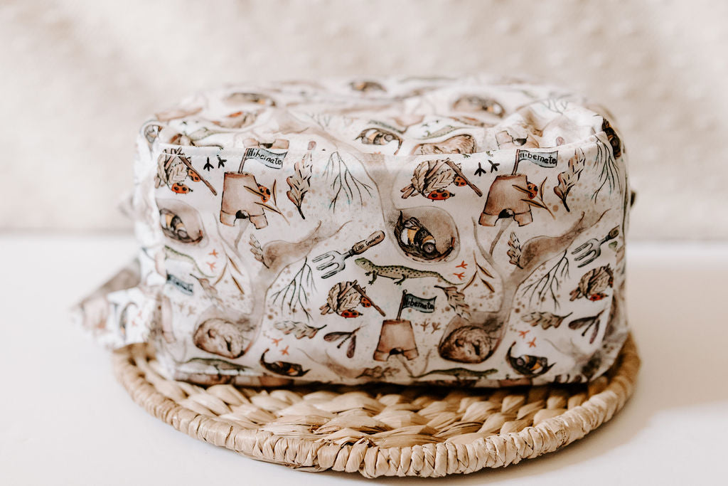 Autumn Slumber | Mocha Reversible Water Resistant Diaper Pod / Travel Cube