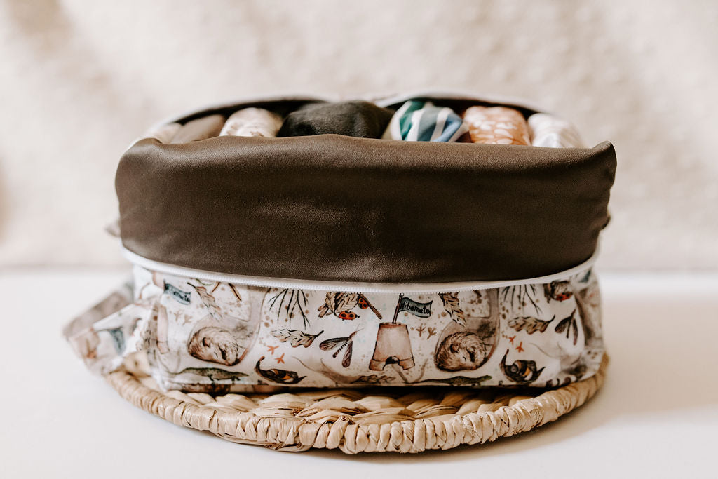 Autumn Slumber | Mocha Reversible Water Resistant Diaper Pod / Travel Cube