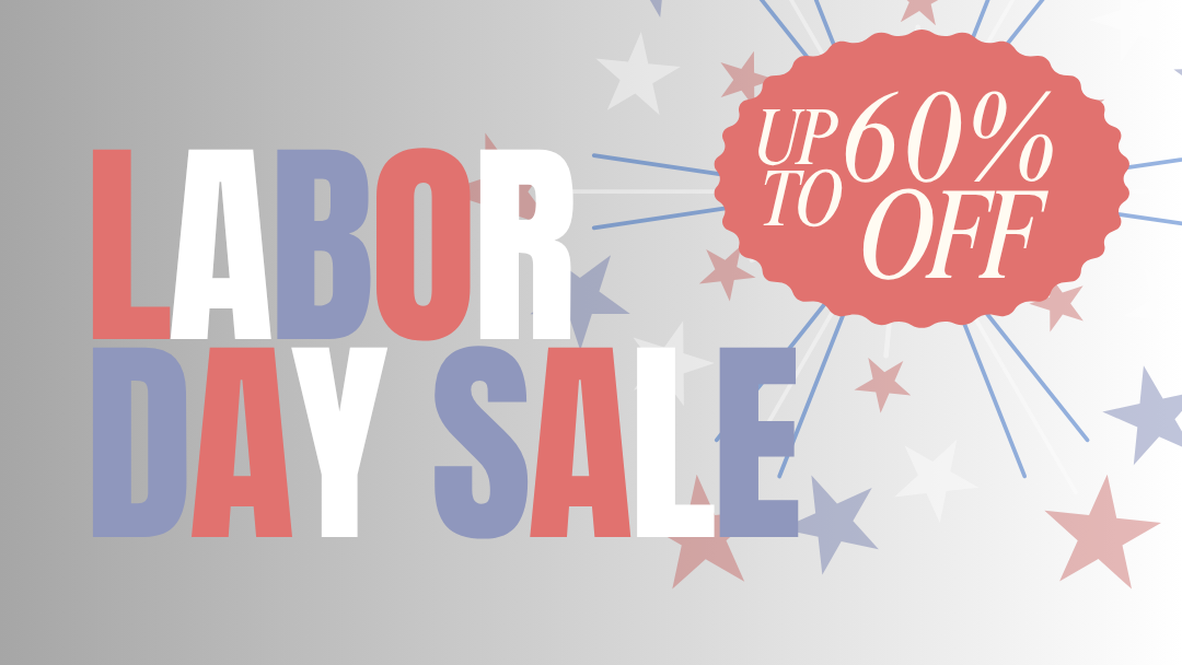 Labor Day Sale promotional graphic for dinodiapers, featuring a baby diaper, patterned diaper bags, and a pregnant woman wearing a diaper bag. The graphic includes a red badge reading 'UP TO 60% OFF' and the website www.