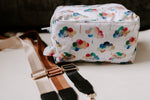 Load image into Gallery viewer, Happy Clouds | Navy Reversible Water Resistant Diaper Pod / Travel Cube
